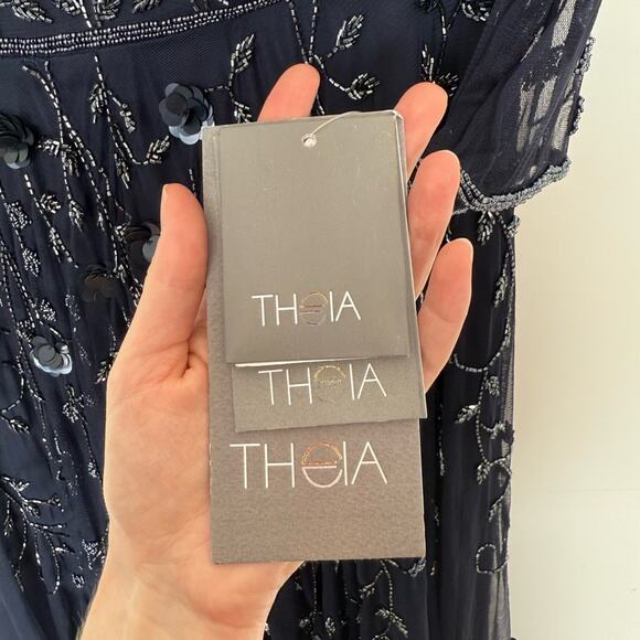 NWT NEW Theia Blue Beaded Evening Gown Size 16 - Picture 4 of 6